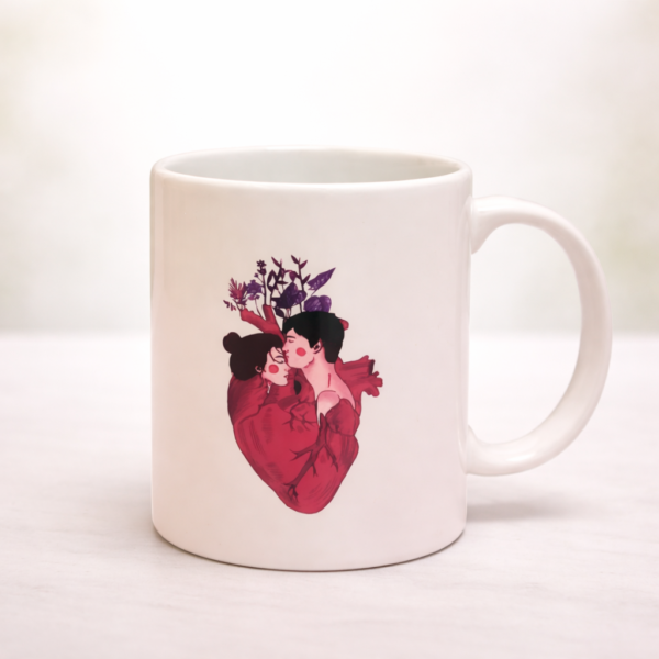 Floral Hand Printed White Custom Mug