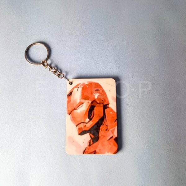Iron Man Printed Wooden Custom Keychain