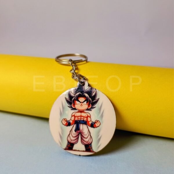 E B I E O P_20250224_194814_0000 Goku Print On Wooden Round Keychain (Double Side)