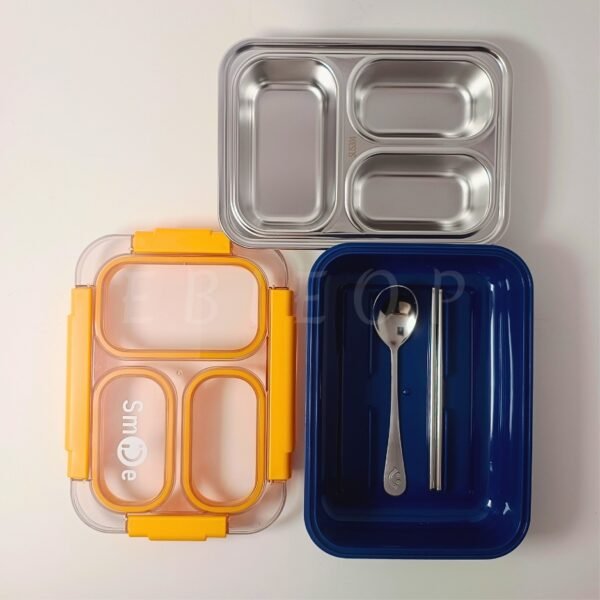 Final photo_20250408_110812_0000 Smile Stainless Steel Lunch Box (Yellow/Blue 710ml)