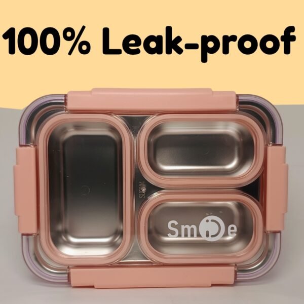Food Safe & BPA Free Material_20250407_140203_0001 Smile Stainless Steel Lunch Box (Pink 710ml)