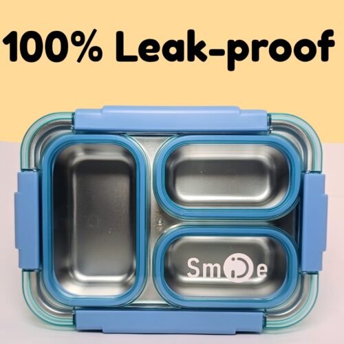 3 Compartment Leak Proof Transparent Lunch Box (Pink 700ml)