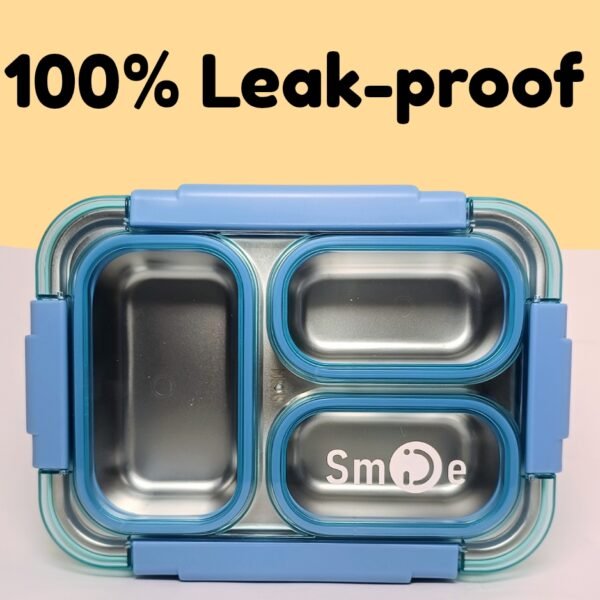 Food Safe & BPA Free Material_20250407_141240_0001 Smile Stainless Steel Lunch Box (Blue 710ml)