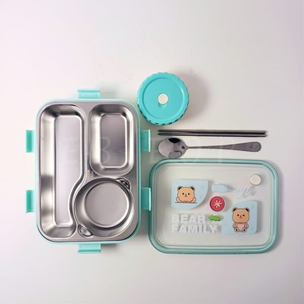 Final photo_20250428_145313_0000 3 Grid Stainless-steel Lunch Box (Green 700+150ml)