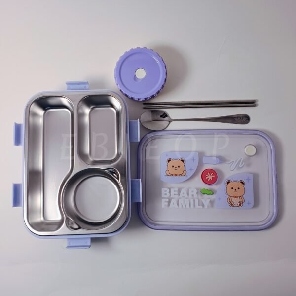 Final photo_20250428_145622_0000 3 Grid Stainless-steel Lunch Box (Purple 700+150ml)