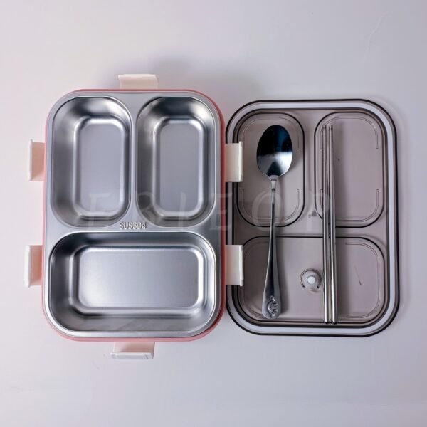 Final photo_20250428_145932_0000 3 Compartment Leak Proof Transparent Lunch Box (Pink 700ml)