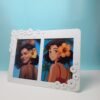 Double Photo White Floral Photo Frame with photo