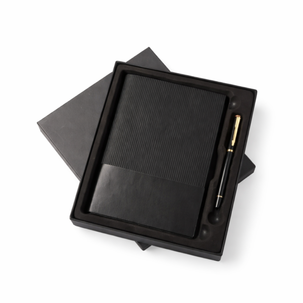 Personalized A5 Diary & Pen Gift Set | Custom Name Black Notebook With Pen