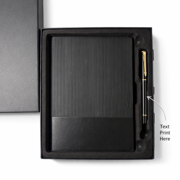 Personalized A5 Diary & Pen Gift Set | Custom Name Black Notebook With Pen