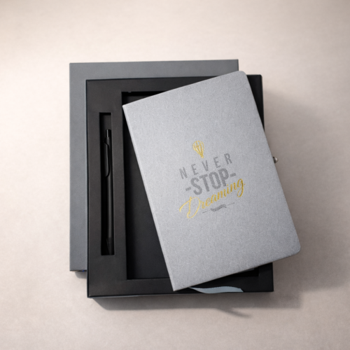 Personalized A5 Diary & Pen Set with Motivational Quote | Custom Name Notebook & Pen Gift