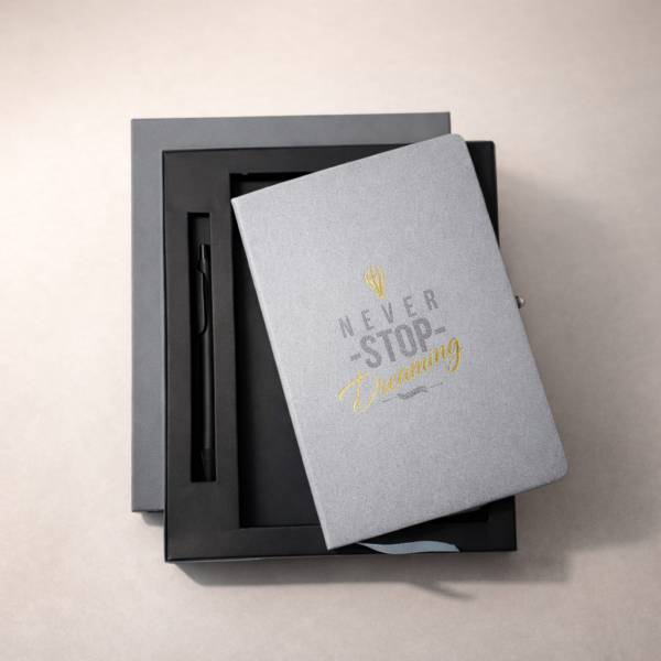 Personalized A5 Diary & Pen Set with Motivational Quote | Custom Name Notebook & Pen Gift