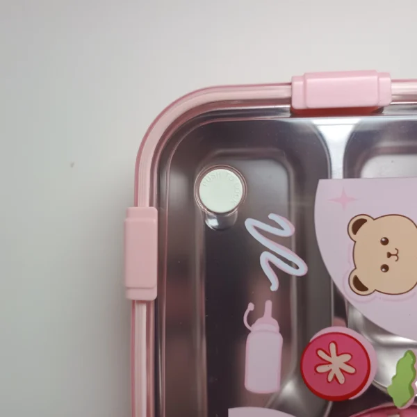 Pink Lunch Box3 Grid Stainless-steel Lunch Box (Pink 700+150ml)