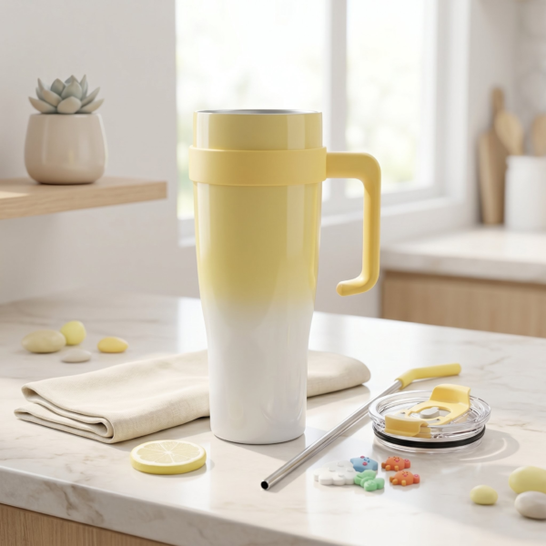 Yellow Tumbler with Straw