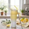 Yellow Tumbler with Straw