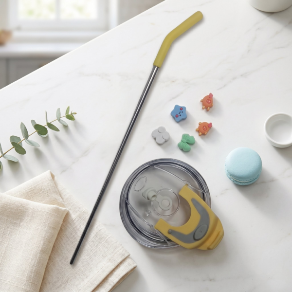 Yellow Tumbler with Straw