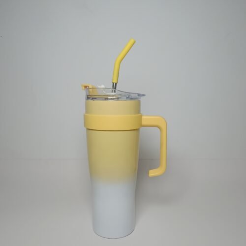 Yellow Tumbler with Straw