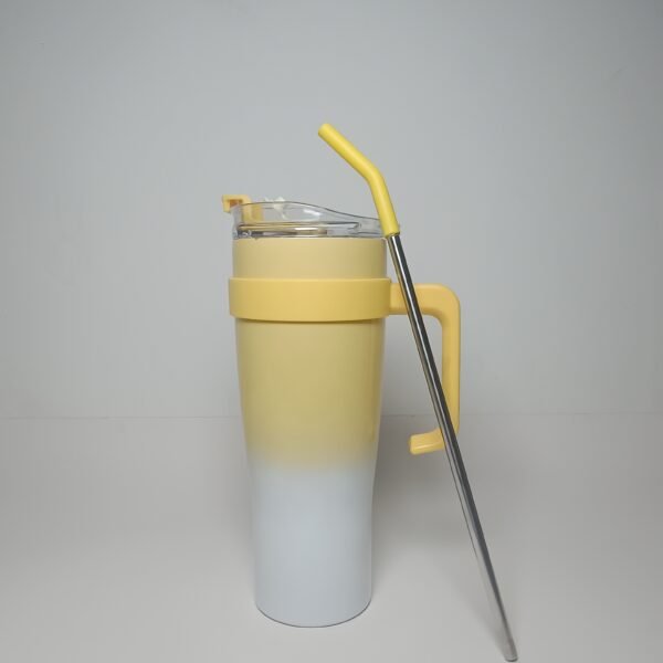 Yellow Tumbler with Straw